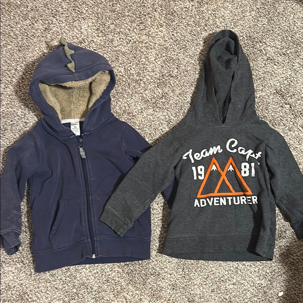 Carter's Cozy Jacket with Dino Hood and Hooded Sweatshirt 3T